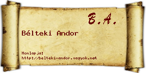 Bélteki Andor névjegykártya